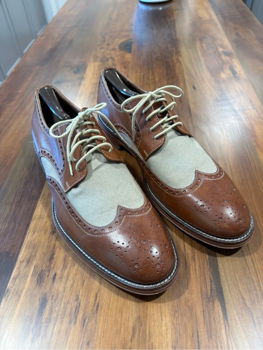 Johnston & Murphy Men's Garner Wingtip Brown Leather Oxford Dress Shoes 10-1/2